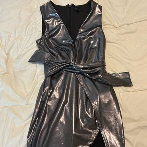 H:ours/Revolve Size Sm Metallic Grey Mini Dress